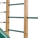 close-up-of-green-ladder-bars-on-wooden-climbing-cube