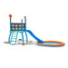 close-up-of-top-blue-basin-overflowing-into-lower-tier-of-the-wooden-water-park-play-set