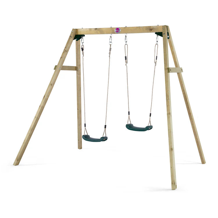 close-up-of-two-green-swing-seats-hanging-at-different-adjustable-heights-to-show-versatility