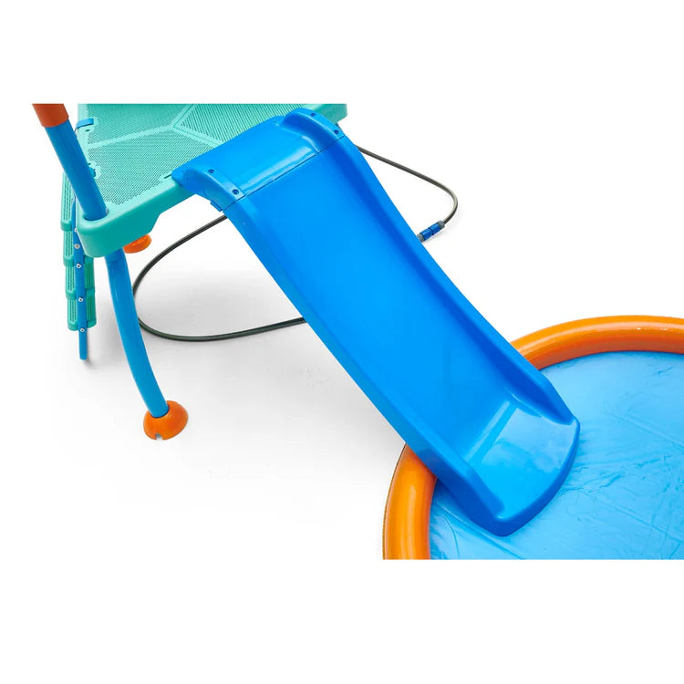 close-up-of-wooden-step-ladder-component-on-the-water-park-splash-station-with-natural-wood-grain