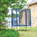 compact-blue-trampoline-set-up-in-garden-by-country-house