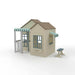 cream-wooden-playhouse-with-covered-porch-blue-window-frames-side-serving-window-and-matching-bench