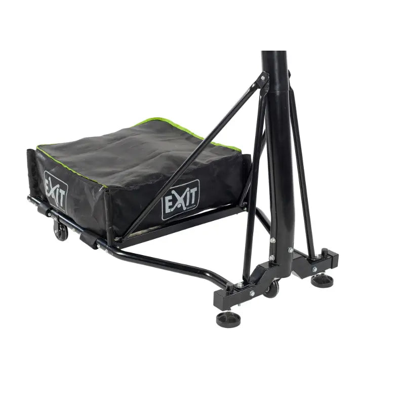 Transport wheels and base of the EXIT Galaxy portable basketball backboard for easy movement.