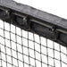 Close up shot of EXIT Kickback football rebounder net and cord attachment detail.