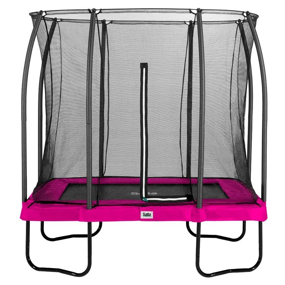 front-view-of-7ft-x-5ft-salta-pink-rectangular-trampoline-with-enclosure