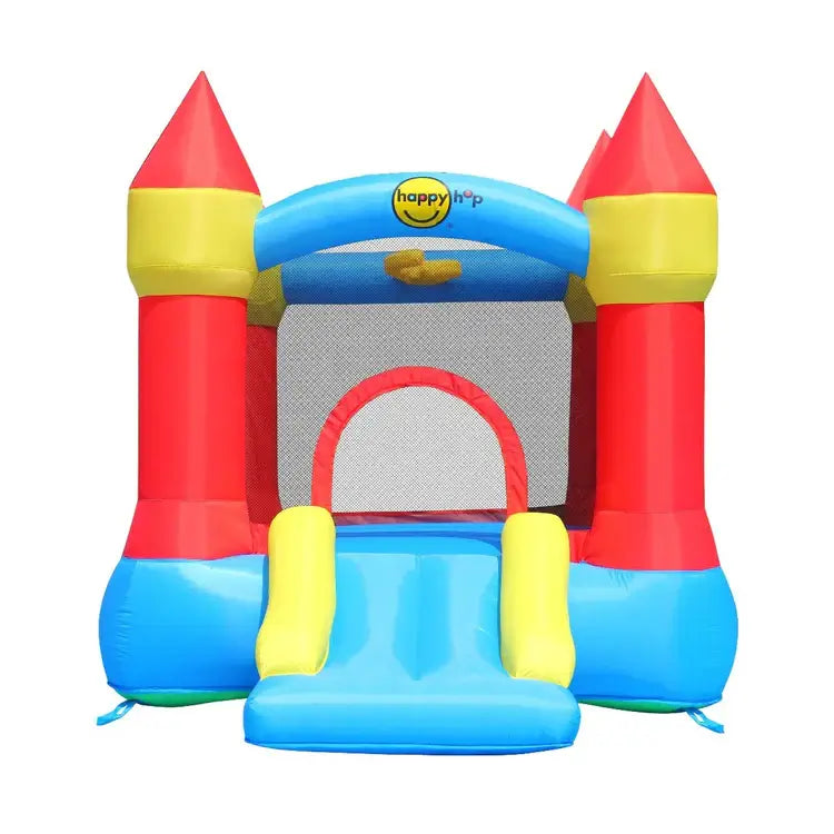 front-view-of-inflatable-bounce-castle-with-slide