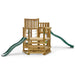front-view-of-wooden-playcentre-with-two-platforms-rope-bridge-and-dual-green-slides