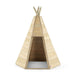 front-view-of-wooden-teepee-hideaway-with-open-entrance-and-exposed-ground-base-on-white-background