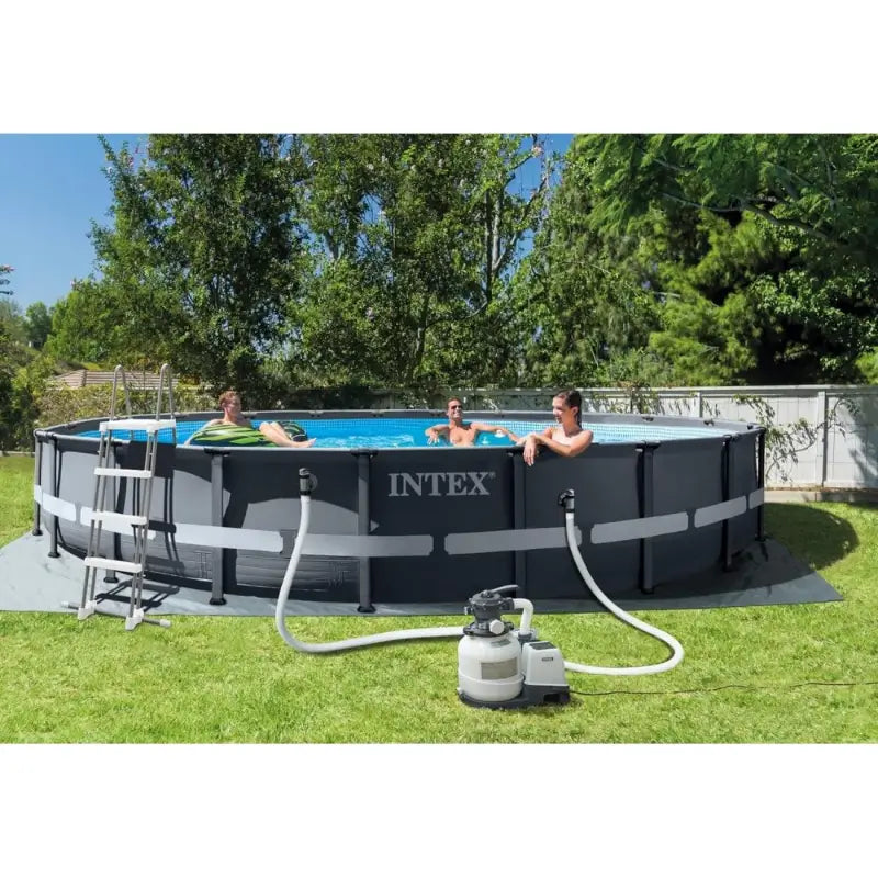 friends-swimming-under-the-sun-in-intex-20-x-48-ultra-xtr-frame-swimming-pool-with-safety-ladder-and-filter-pump