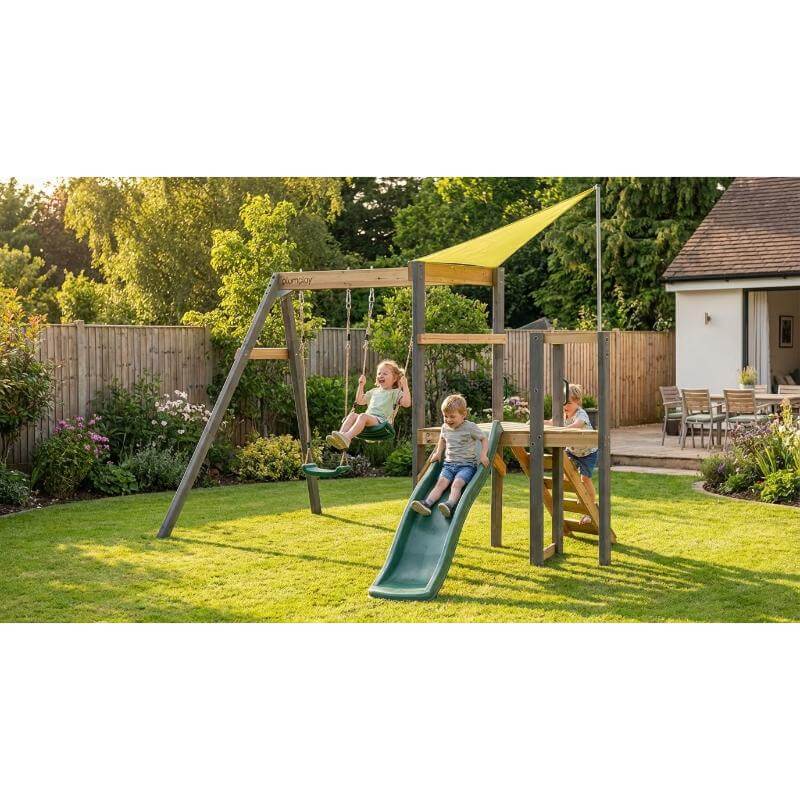 lifestyle-scene-showing-the-plum-barbary-playcentre-in-a-spacious-back-garden