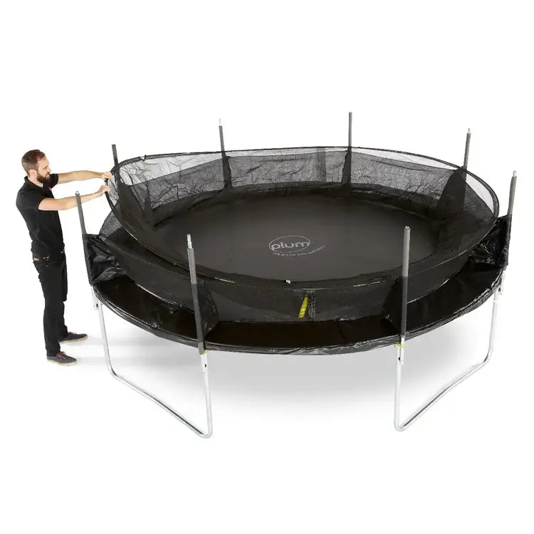 man-assembling-plum-space-zone-ii-springsafe-trampoline-top-rim