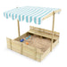 outdoor-sandbox-with-blue-striped-roof-and-integrated-bench