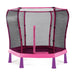 pink-childrens-trampoline-with-enclosure-and-purple-legs