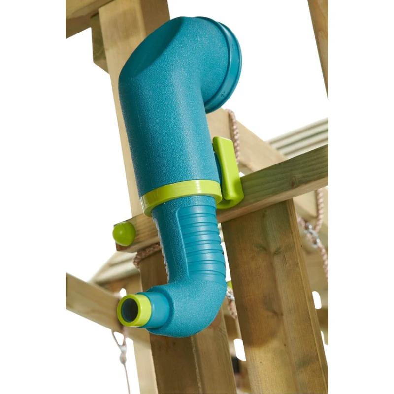 play-tube-speaker-detail-on-plum-wooden-climbing-frame-tower