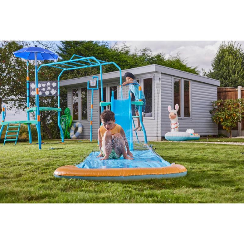 plum-water-park-blaster-course-slide-and-splash-mat-in-use