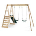 rear-angle-view-of-plum-tamarin-wooden-climbing-frame-with-platform-ladder-two-swings-and-slide
