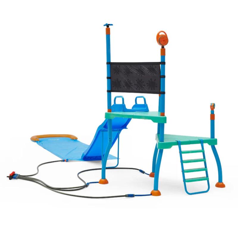rear-view-of-plum-play-water-park-shower-tower-with-slide-splash-mat-and-ladder