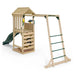 rear-view-of-wooden-lookout-tower-with-monkey-bars-green-slide-and-under-platform-chalkboard