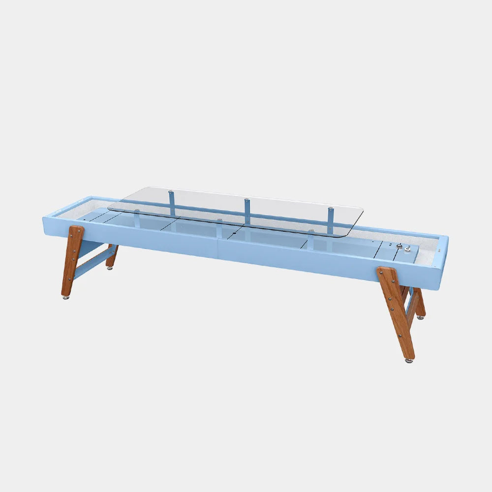 full-view-of-rs-barcelona-12-ft-shuffleboard-table-with-dining-top-in-cool-blue-on-white-background