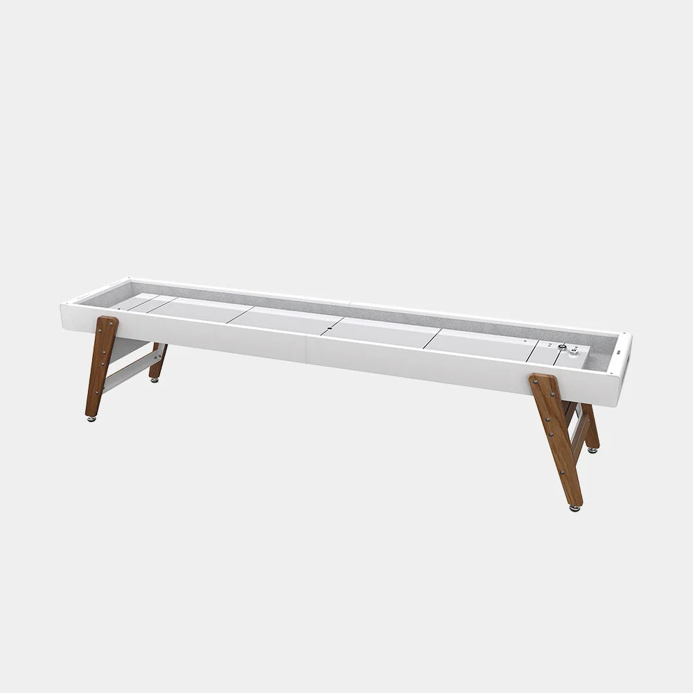 full-view-of-rs-barcelona-12ft-shuffleboard-table-in-traffic-white-on-white-background