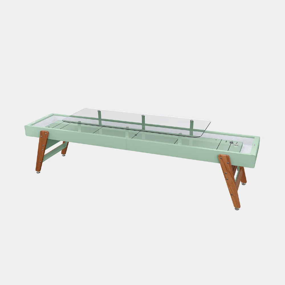 full-view-of-rs-barcelona-14-ft-shuffleboard-table-with-dining-top-in-warm-sage-on-white-background