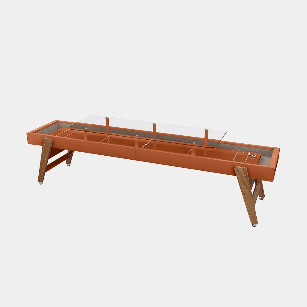 full-view-of-rs-barcelona-9-ft-shuffleboard-table-with-dining-top-in-terracotta-on-white-background