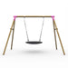 straight-on-front-view-of-wooden-double-swing-set-featuring-pink-metal-corner-brackets-and-matching-pink-seats