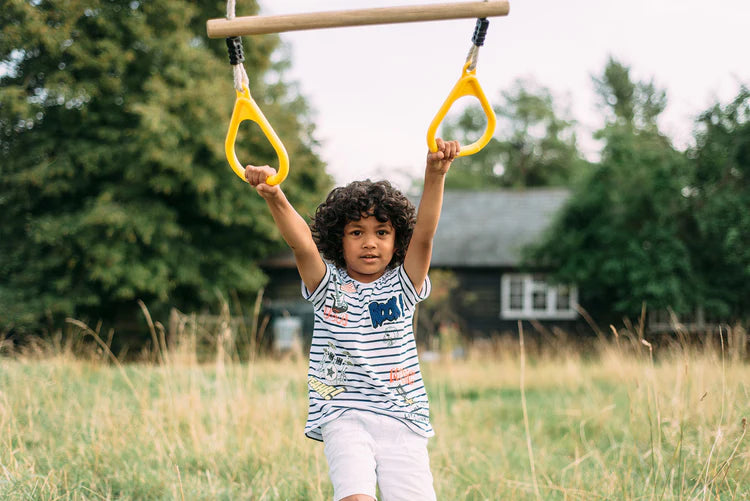 Plum Mangabey Wooden Swing Set - Double Swing & Trapeze